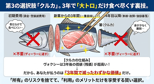 クルカ 仕組み 図解 残価設定ローン 比較 3年リース メリット