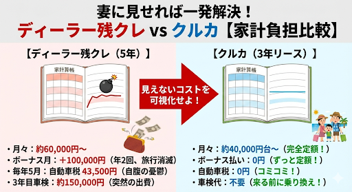 ヴォクシー 維持費 比較表 月額料金 KINTO クルカ ディーラーローン 差額